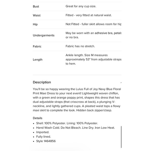 Lulus Full of Joy Maxi Dress Women Size M Navy Blue Floral Chiffon Formal Party - Picture 8 of 8